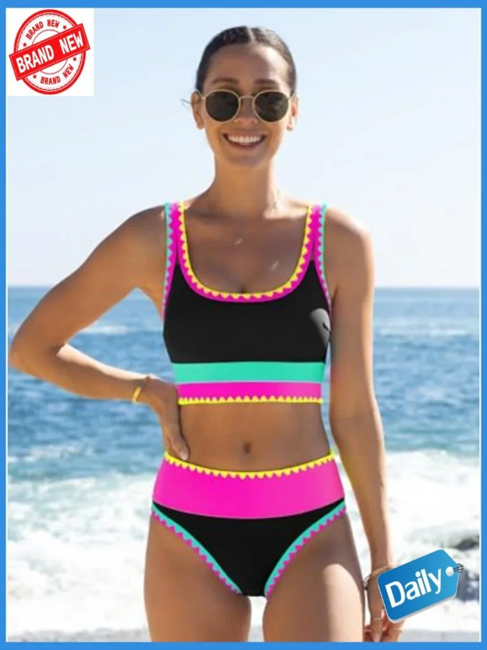 High Waisted Bikini Set Tummy Control 3 Piece Swimwear with Skirt